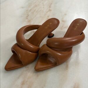 JW PEI Sara Kitten Heel Mule in Caramel Brown